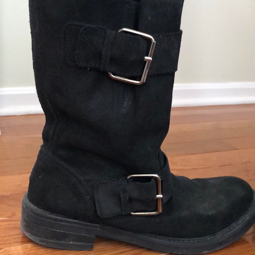 ALDO black suede moto boots, size 38